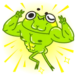 😉 rana, muscoloso, cartone animato, palestra, bodybuilding, fitness, forte telegram sticker