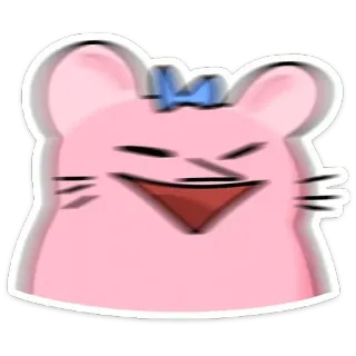 😀 หนู, สีชมพู, การ์ตูน, โบว์, สัตว์ telegram sticker