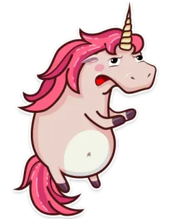 😖 Unicórnio, Desenho animado, Rosa, Engraçado, Fofo whatsapp sticker