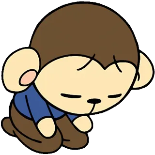 😔 monkey, animal, cartoon, sad, bowing telegram sticker