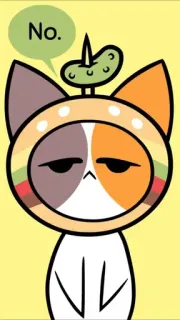 😒 No. gato, hamburguesa, pepinillo, dibujos animados, divertido, meme telegram sticker