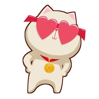 ❤️ cat, heart, glasses, animal, cute, sticker telegram sticker