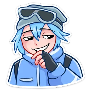 😄 Anime, Cartoon, Überheblich, Charakter, Blaue Haare, Handschuhe telegram sticker