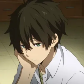 ➖ anime, menino, pensando, triste, entediado, personagem, arte whatsapp sticker