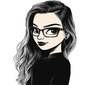 🤓 femme, lunettes, dessin animé, portrait, mode, illustration telegram sticker