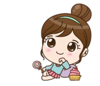 🍭 Desenho animado, Menina, Pirulito, Cupcake, Fofo, Chibi telegram sticker