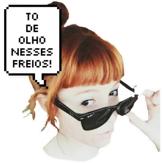 👀 TO DE OLHO NESSES FREIOS! girl, sunglasses, meme, look, red hair telegram sticker