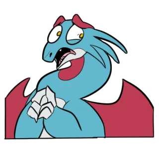 😥 dragon, cartoon, sticker, blue, red, animal whatsapp sticker