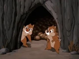 🤔 Chip and Dale Streifenhörnchen, Cartoon, Disney, Duo, Nüsse telegram sticker