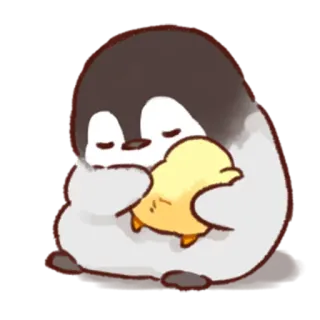 ☘ chim cánh cụt, gà con, dễ thương, động vật, chim, hoạt hình telegram sticker