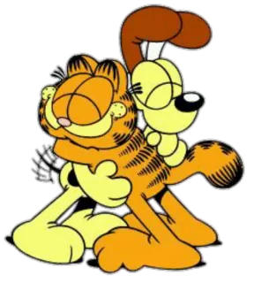 ❤ Garfield desenho animado, gato, cachorro, amigos, abraço, gato laranja, cachorro amarelo telegram sticker