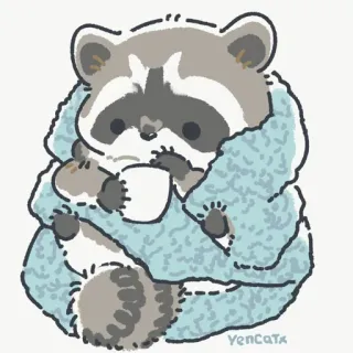 🌡 raccoon, cute, cozy, animal, cartoon telegram sticker