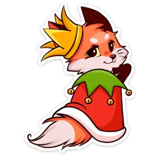 👸 renard, couronne, animal, mignon, dessin animé, personnage telegram sticker