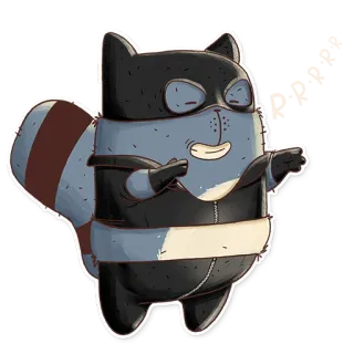 👻 สติกเกอร์, การ์ตูน, สัตว์, แรคคูน, สวมหน้ากาก, ตัวละคร, ตลก telegram sticker