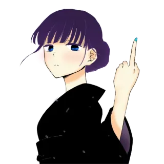🖕 Аниме, Женщина, Средний палец, Непристойный жест, Оскорбительный, Мультфильм, Иллюстрация telegram sticker