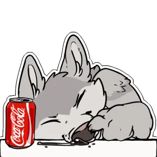 🥤 hond, frisdrank, coca-cola, slapen, cartoon telegram sticker