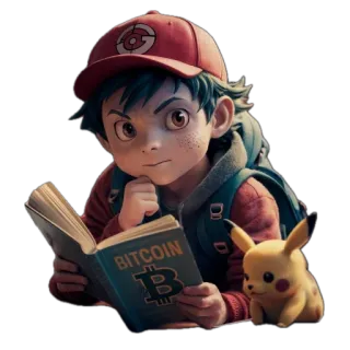 🫥 BITCOIN pokemon, bitcoin, criptomoneda, anime, pikachu, libro telegram sticker