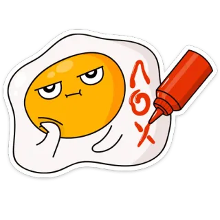 😐 No X Ei, Ketchup, Cartoon, Essen, Frühstück, traurig telegram sticker