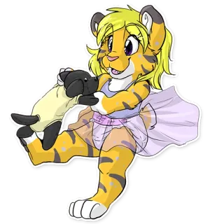 👣 เฟอร์รี่, เสือ, การ์ตูน, มานุษยรูปนิยม, ตุ๊กตา, น่ารัก, สัตว์, ตัวละคร telegram sticker