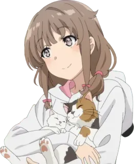 🤗 Anime, Ragazza, Gatto, Carino, Animale telegram sticker