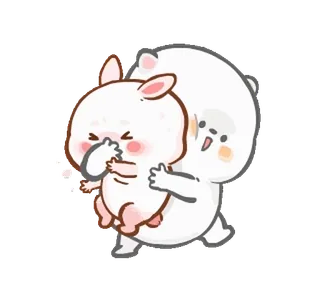 ⭐ fofo, coelho, urso, abraço, desenho animado, amizade whatsapp sticker