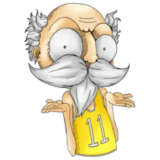 🤗 11 cartoon, old man, basketball, jersey, confused telegram sticker