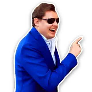 😎 mann, sonnenbrille, anzug, zeigen, lachen telegram sticker
