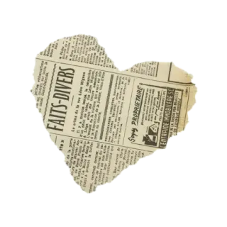 🤍 FAITS-DIVERS Zeitung, Herz, Vintage, Collage, Scrapbook, Französisch whatsapp sticker