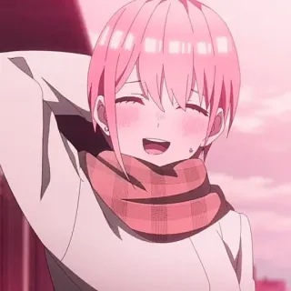 🦊 Ichika Nakano The Quintessential Quintuplets Anime, Ichika Nakano, The Quintessential Quintuplets, sonriendo, personaje telegram sticker
