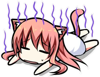😩 Anime chica gato, Chibi, Agotado/a, Sudando, Cansado/a, Kawaii, Anime whatsapp sticker