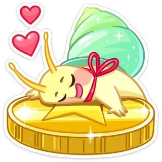 ❤️ siput, tidur, koin, hati, imut, binatang, kartun whatsapp sticker