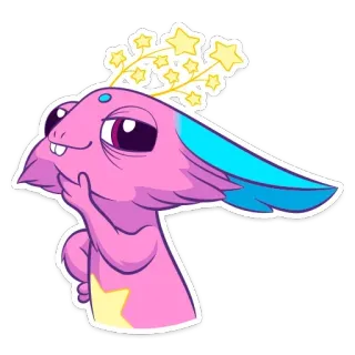 🤔 stworzenie, gwiazda, kreskówka, zwierzę, fioletowy, uroczy, kapryśny whatsapp sticker