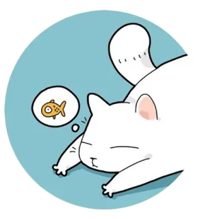 😞 gato, peixe, sonho, dormindo, fofo, animal whatsapp sticker