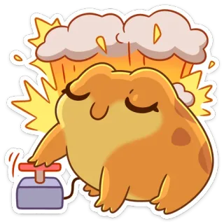 🤯 grenouille, explosion, dessin animé, humour, dynamite, bombe whatsapp sticker