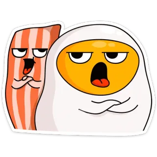 😒 Speck, Ei, Frühstück, Cartoon, lustig, Essen telegram sticker