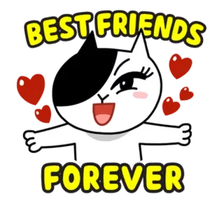 👭 BEST FRIENDS
FOREVER лучшие друзья, дружба, кот, сердечки, навсегда, милый, очаровательный, приветствие telegram sticker
