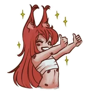 🤩 charakter, anime, süß, aufkleber, daumen hoch, glitzer telegram sticker