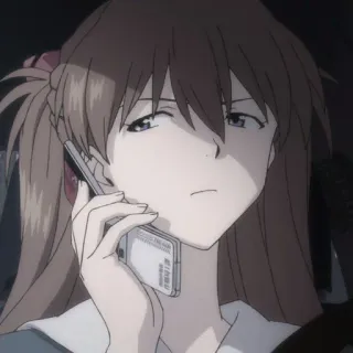 🥢 Asuka Langley Soryu Neon Genesis Evangelion anime, girl, cellphone, character, illustration telegram sticker