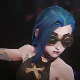 🕳 Jinx Arcane anime, capelli blu, Jinx, Arcane, personaggio telegram sticker