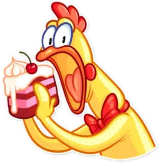 🍰 frango, bolo, sobremesa, comida, desenho animado, animal telegram sticker