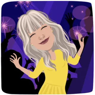 🤩 ballo, festa, celebrazione, avatar, donna, cartone animato telegram sticker