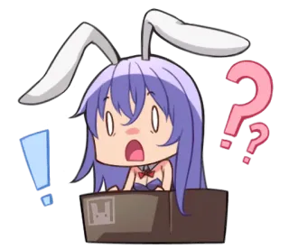 😱 Anime, Kelinci, Gadis, Kejutan, Pertanyaan, Tanda seru telegram sticker