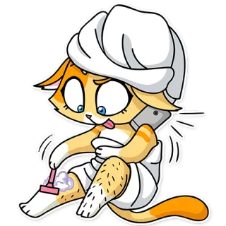 💅 chat, serviette, rasage, toilettage, dessin animé, drôle, mignon telegram sticker