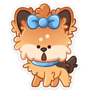 😳 anjing, lucu, anak anjing, kartun, pita, binatang, stiker whatsapp sticker
