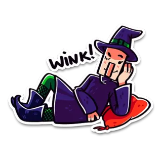 🧙‍♀️ wink! strega, magia, occhiolino, carino, cartone animato, personaggio telegram sticker