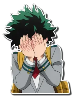 😳 Izuku Midoriya My Hero Academia anime, my hero academia, izuku midoriya, deku, sticker, shy, anime character whatsapp sticker