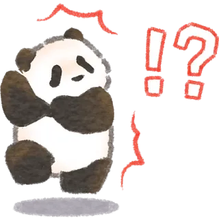 ❓ 熊猫, 感叹号, 问号, 贴纸, 卡通, 动物, 可爱 telegram sticker