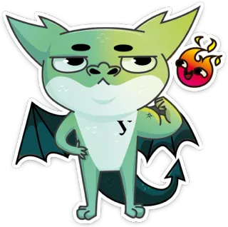 💪 y cartoon, dragon, cute, monster, fire, creature whatsapp sticker