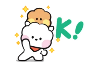 👌 K! стикер, персонаж, милый, восклицание, блестки, животное, мультфильм telegram sticker