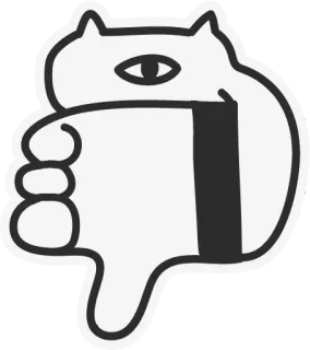 👎 kat, duim omlaag, niet leuk, derde oog, cartoon telegram sticker